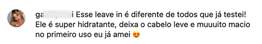 Comentário real de cliente 1