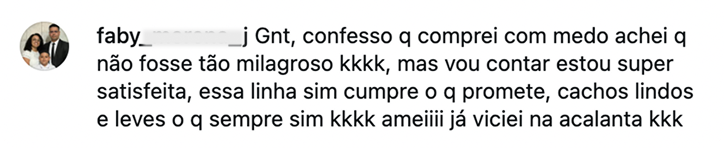 Comentário real de cliente 3